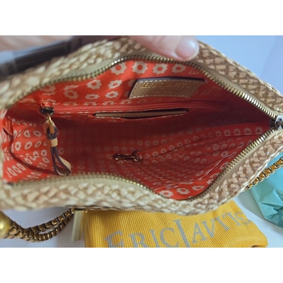 Eric Javits Handbag Lil Sq Ayesha Peanut Woven w/Gold Hardware Medium Sz NWT - Picture 14 of 16